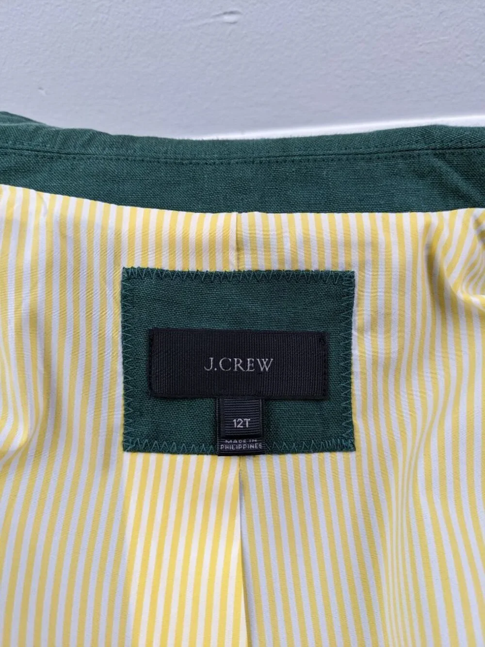 J Crew Blazer Jacket 100% Linen Gold Button Green Womens 12 12T Tall - Picture 6 of 14